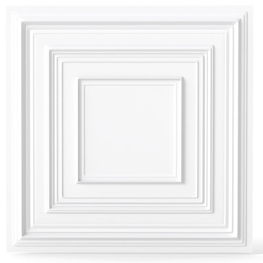 Drop Ceiling Tiles 24" x 24" PVC Ceiling Panels with 3D Decorative Patterns 12-Pack-White