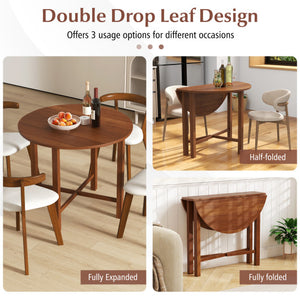 Dual Drop Leaf Dining Table for Small Spaces-Walnut