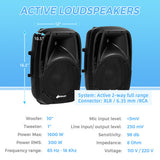 Dual 10 Inch 1600W Powered Mic Speaker Speakers with Bluetooth