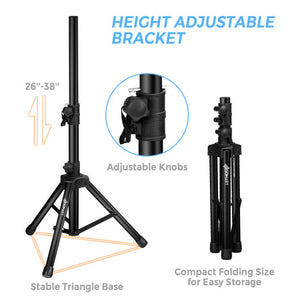 Dual 10 Inch 1600W Powered Mic Speaker Speakers with Bluetooth