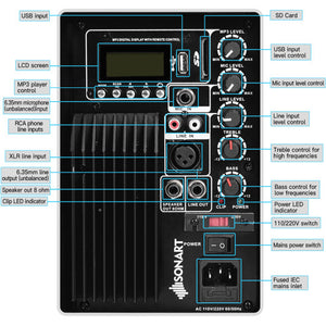 Dual 10 Inch 1600W Powered Mic Speaker Speakers with Bluetooth