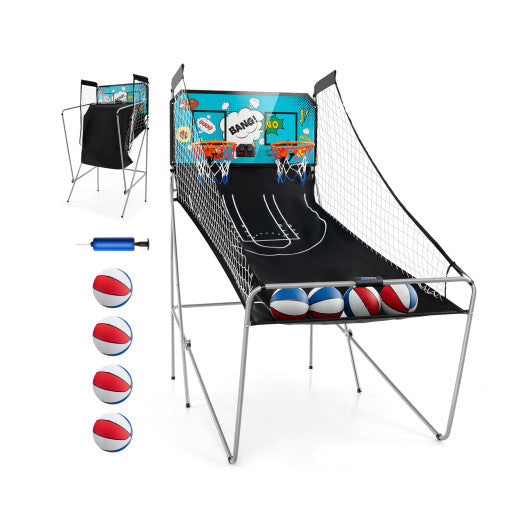 Dual Shot Basketball Arcade Game with 8 Game Modes and 4 Balls-Green