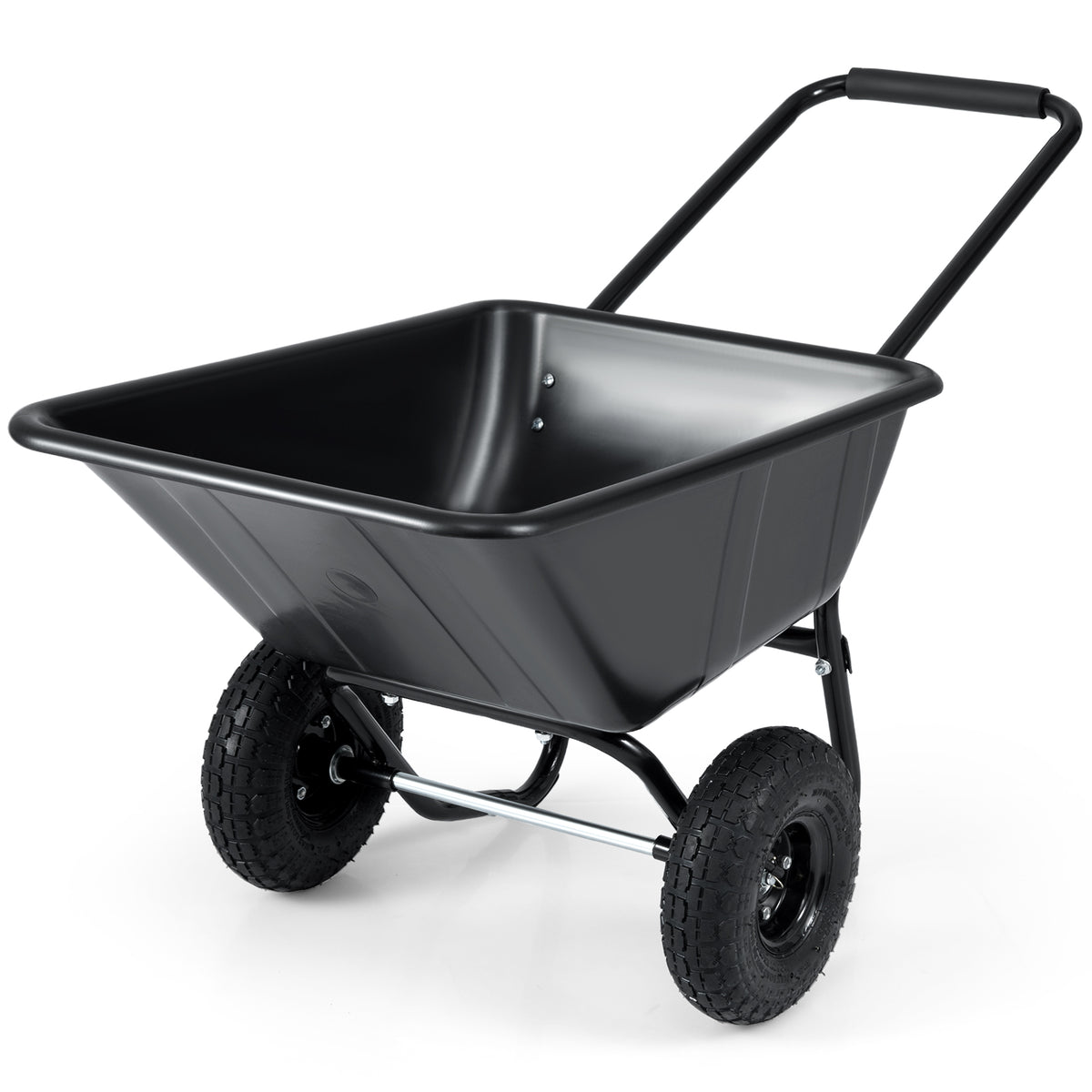 Dual-Wheel Wheelbarrow Garden Utility Cart with Pneumatic Tires-Black