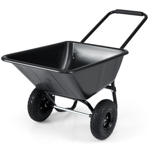 Dual-Wheel Wheelbarrow Garden Utility Cart with Pneumatic Tires-Black
