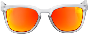100% Hudson Sunglasses - Crystal Gray - Red Mirror 61028-255-43