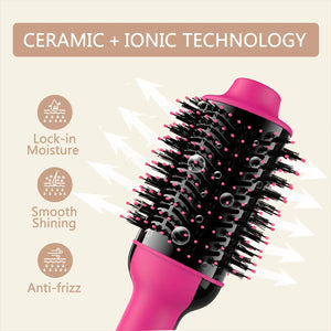 Umeely Hair Dryer Brush Blow Dryer Brush in One Upgraded 4 in 1 Hair Dryer and Styler Volumizer with Negative Ion Anti-frizz Ceramic Titanium Barrel Hot Air Brush Peach Red
