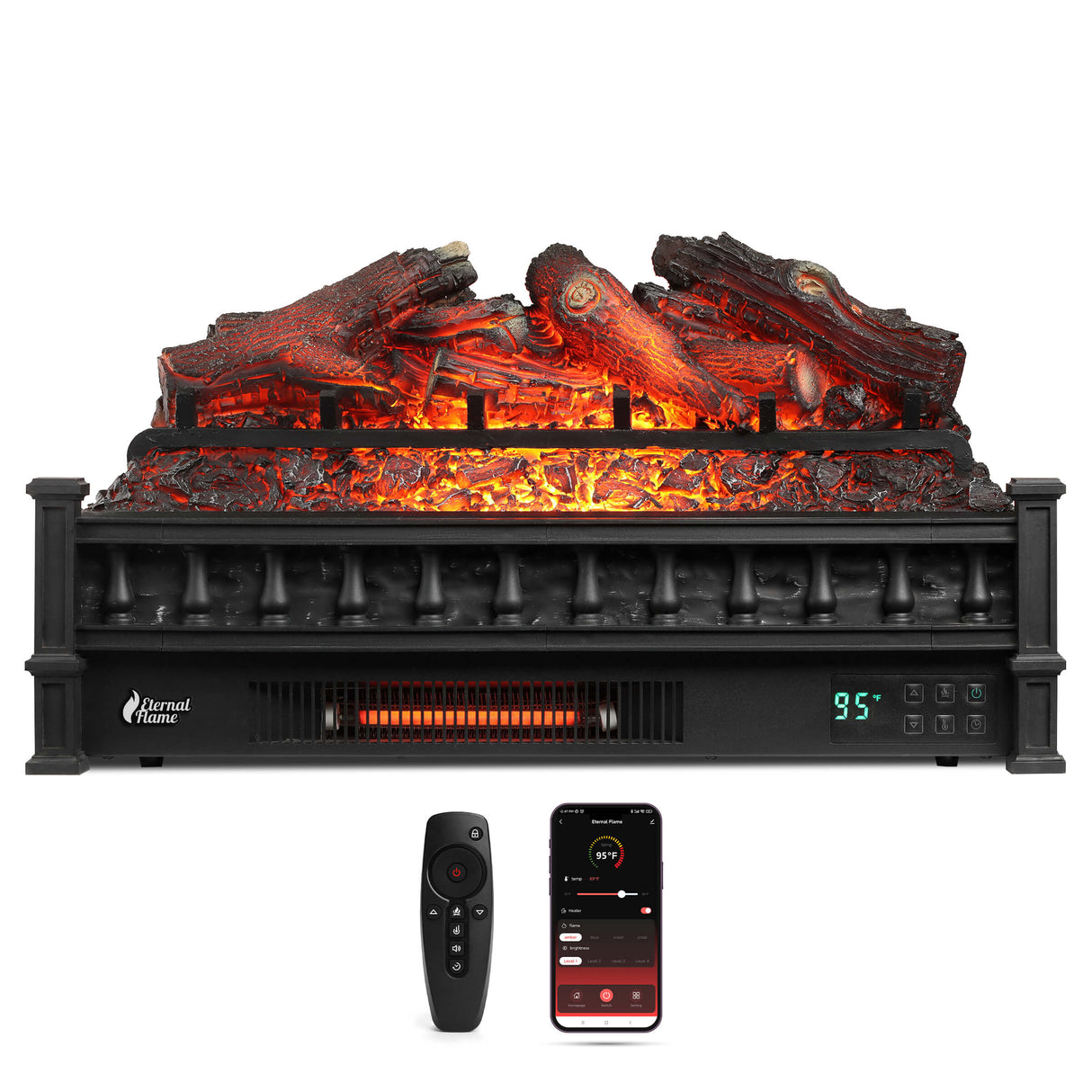 (Open Box) Eternal Flame EF26-LG Smart Electric Fireplace Logs, WiFi Enabled