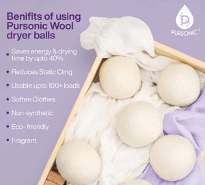 Wool Dryer Balls Bundle - Reusable Laundry Balls Made from Pure New Zealand Wool - Includes Lavender & Peppermint Oils