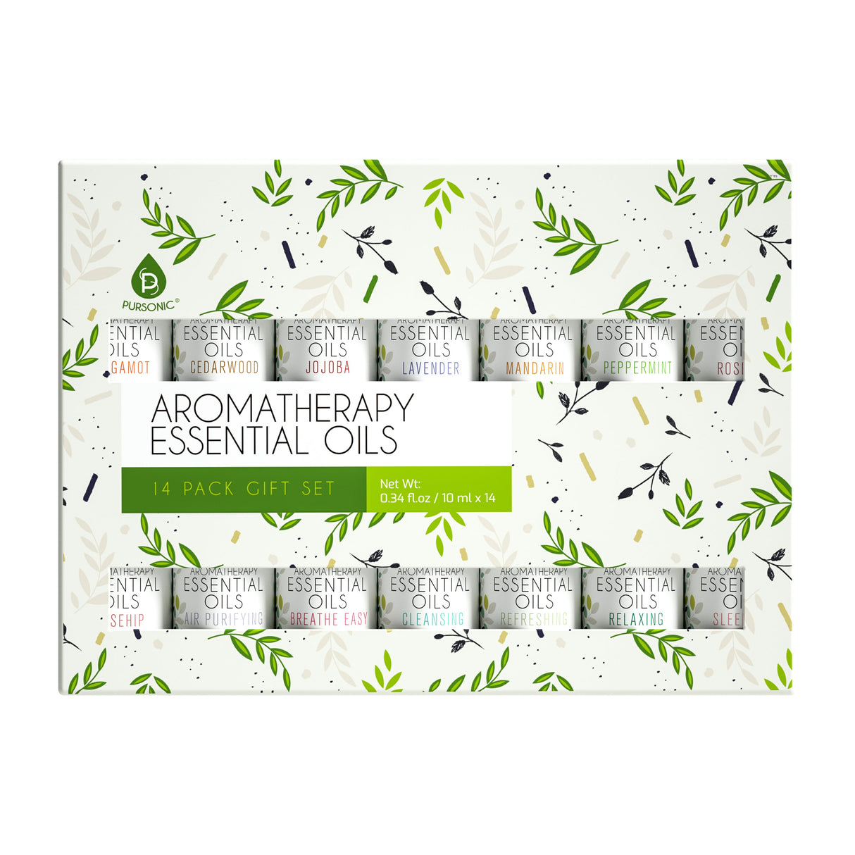 Aromatherapy Essential Oils 14-Pack Gift Set by Pursonic