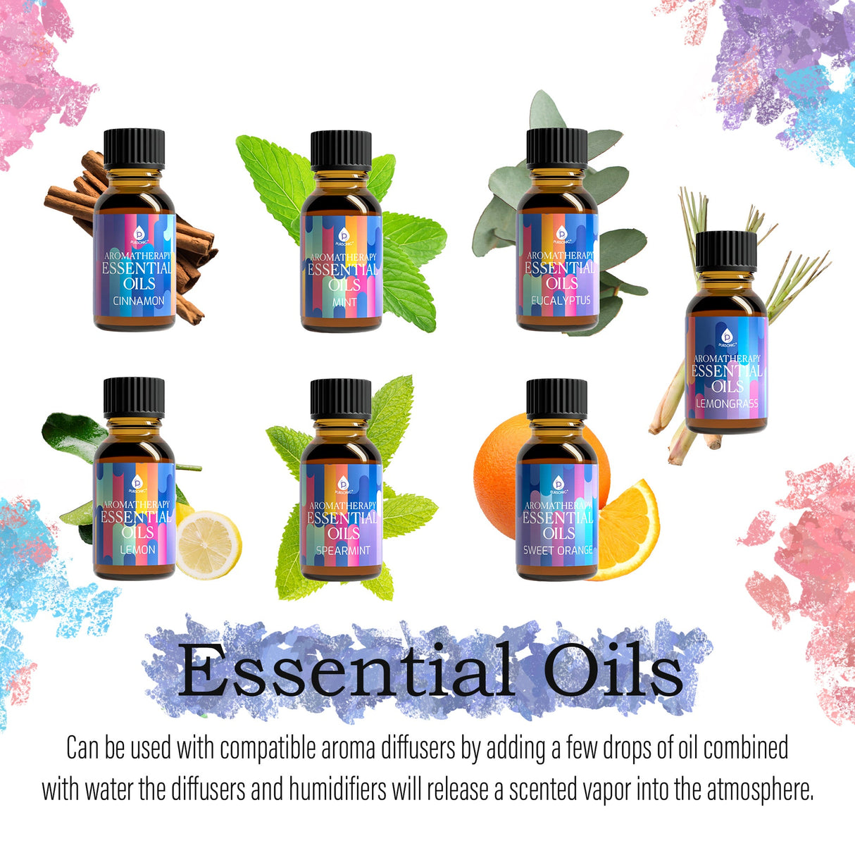 Himalayan Salt Diffuser & 14 Pack Essential Oils Set by Pursonic