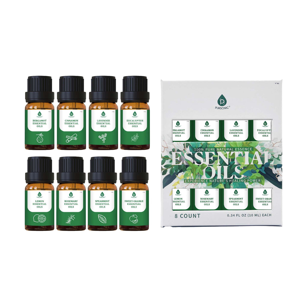 🌿 100% Pure Natural Essence Essential Oils Collection – Aromatherapy at Its Finest! 🌿 by Pursonic