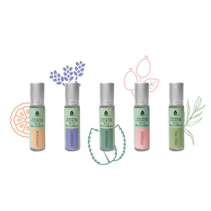 Aromatherapy Essential Oils Rollerballs (Bergamot, Lavender, Peppermint, Rosehip, Tea Tree) by Pursonic
