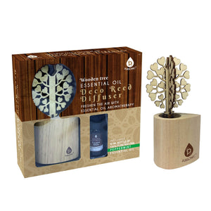 3D Wooden Tree Reed Diffuser with Peppermint Essential Oil by Pursonic