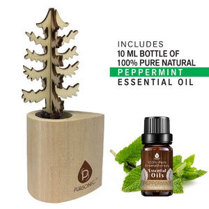 3D Wooden Standard Tree Reed Diffuser with Peppermint Essential Oil by Pursonic