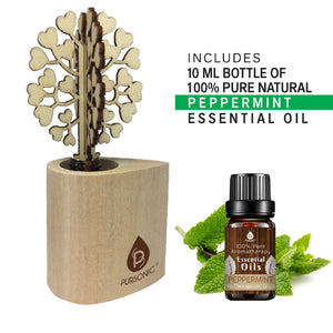 3D Wooden Tree Reed Diffuser with Peppermint Essential Oil by Pursonic