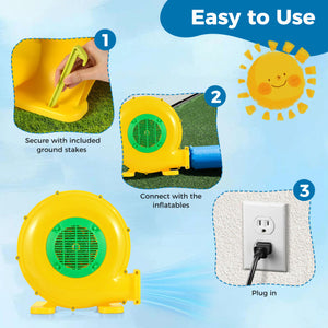 480W Bounce House Blower with Handle and Ground Stakes
