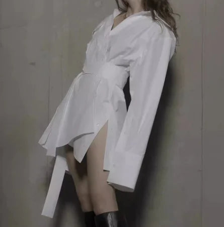 Irregular Shirt Dress for Women's Fashion