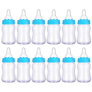 NUOBESTY 12PCS Feeding Bottle Feed & Soothe Set Candy Bottle Mini Practical Pacifier Creative Blue Juice Bottle with Pacifier for Baby Doll(10.5x4x4cm)