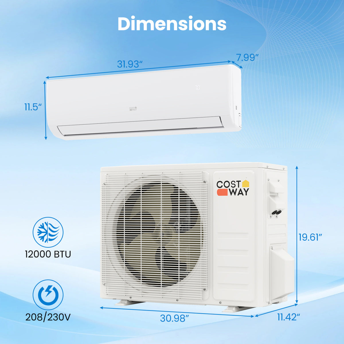 EcoGuard Series 12000 BTU 20 SEER2 208-230V Mini Split Air Conditioner and Heater