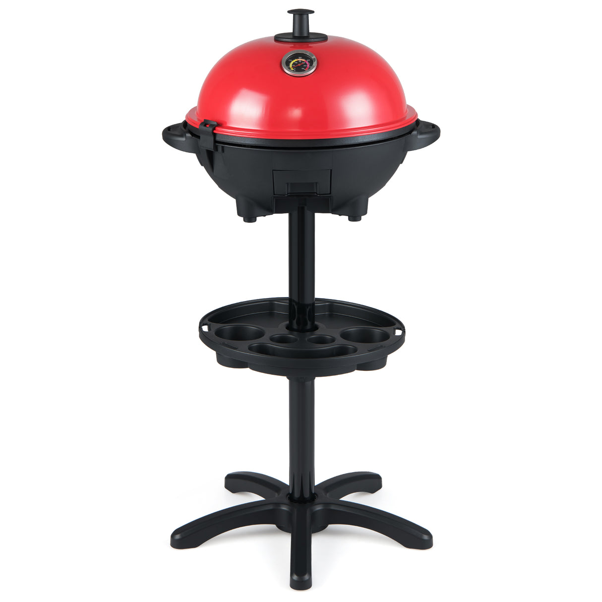 Electric BBQ Grill 1200W Indoor Outdoor Grill with 2-Zone Non-Stick Grilling Plate-Red
