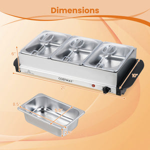 Electric Buffet Server Food Warmer with 3 Removable Trays