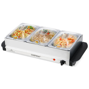 Electric Buffet Server Food Warmer with 3 Removable Trays