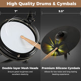 Electric Drum Set Foldable Drum Kit with 10 Demos and USB MIDI and 2 Drumsticks