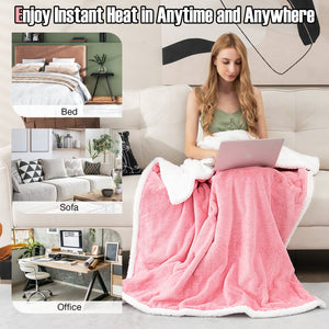 Electric Heated Blanket Throw with 10 Heat Settings-Pink by DirectDeals