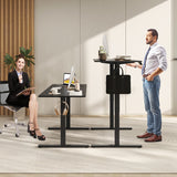 Electric Standing Desk with 3 Memory Heights and 2 Hanging Hooks and Cable Holes-Black