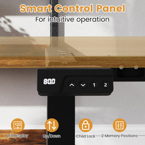 Electric Standing Desk Frame Height Adjustable Computer Desk Base with LED Display-Black