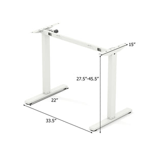 Electric Standing Desk Frame Height Adjustable Computer Desk Base with LED Display-White