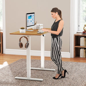 Electric Standing Desk Frame Height Adjustable Computer Desk Base with LED Display-White