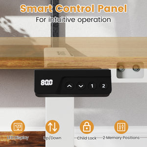 Electric Standing Desk Frame Height Adjustable Computer Desk Base with LED Display-White