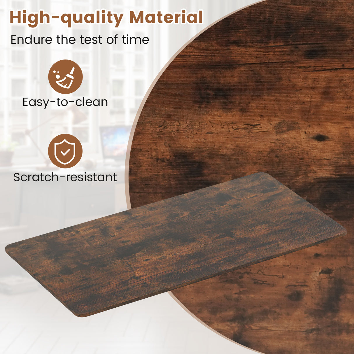 Electric Standing Desk with LED Display and 2 Memory Height Settings-Rustic Brown
