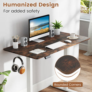 Electric Standing Desk with LED Display and 2 Memory Height Settings-Rustic Brown