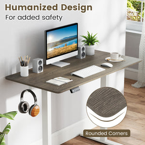 Electric Standing Desk with LED Display and 2 Memory Height Settings-Gray
