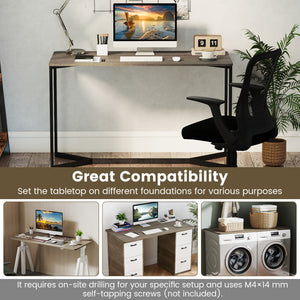 Electric Standing Desk with LED Display and 2 Memory Height Settings-Gray