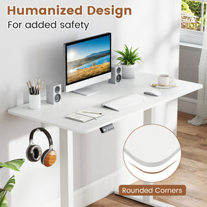 Electric Standing Desk with LED Display and 2 Memory Height Settings-White