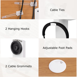 Electric Standing Desk with 3 Memory Height Settings and 2 Hanging Hooks & Cable Management-Natural