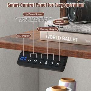 63 Inch x 24 Inch Electric Standing Desk with 2 Drawers-Rustic Brown