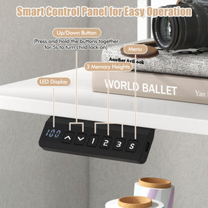 63 Inch x 24 Inch Electric Standing Desk with 2 Drawers-White