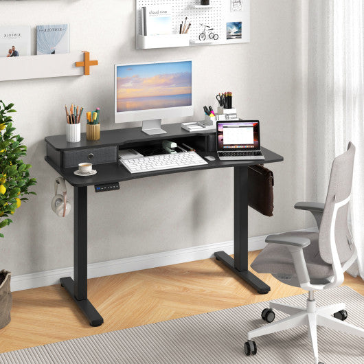 48 Inch x 24 Inch Height Adjustable Electric Standing Desk with 2 Drawers-Black