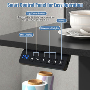 48 Inch x 24 Inch Height Adjustable Electric Standing Desk with 2 Drawers-Black