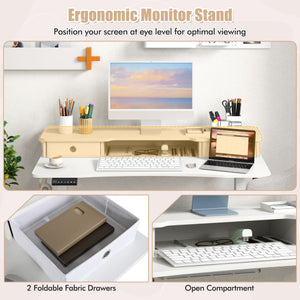 48 Inch x 24 Inch Height Adjustable Electric Standing Desk with 2 Drawers-White