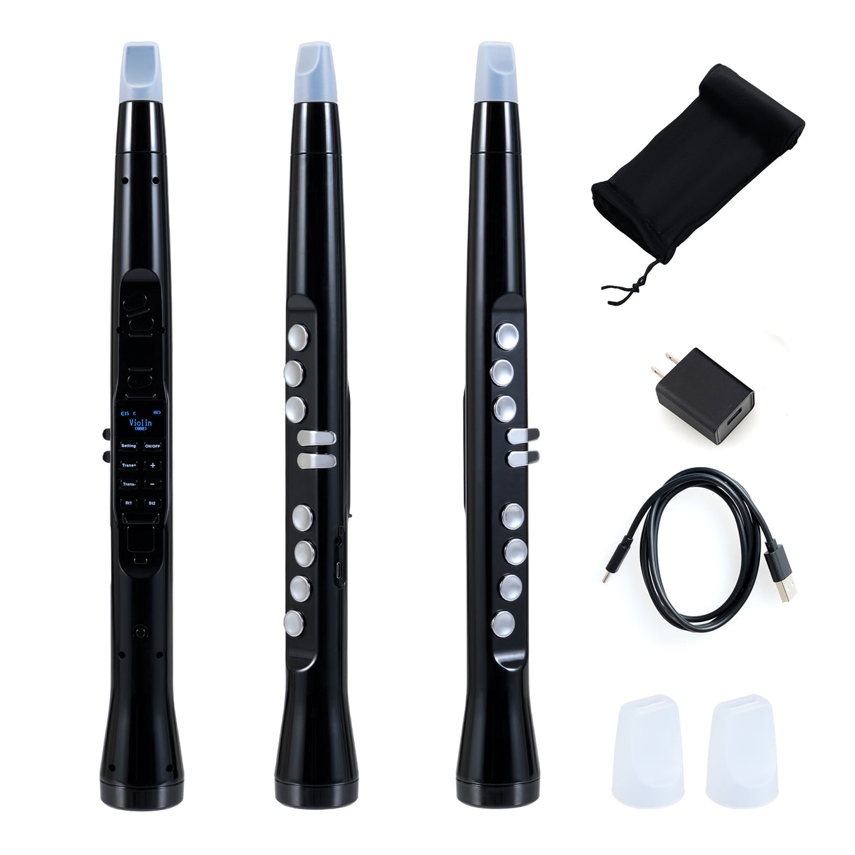 Electronic Wind Instrument Synthesizer Rechargeable Digital Saxophone-Black