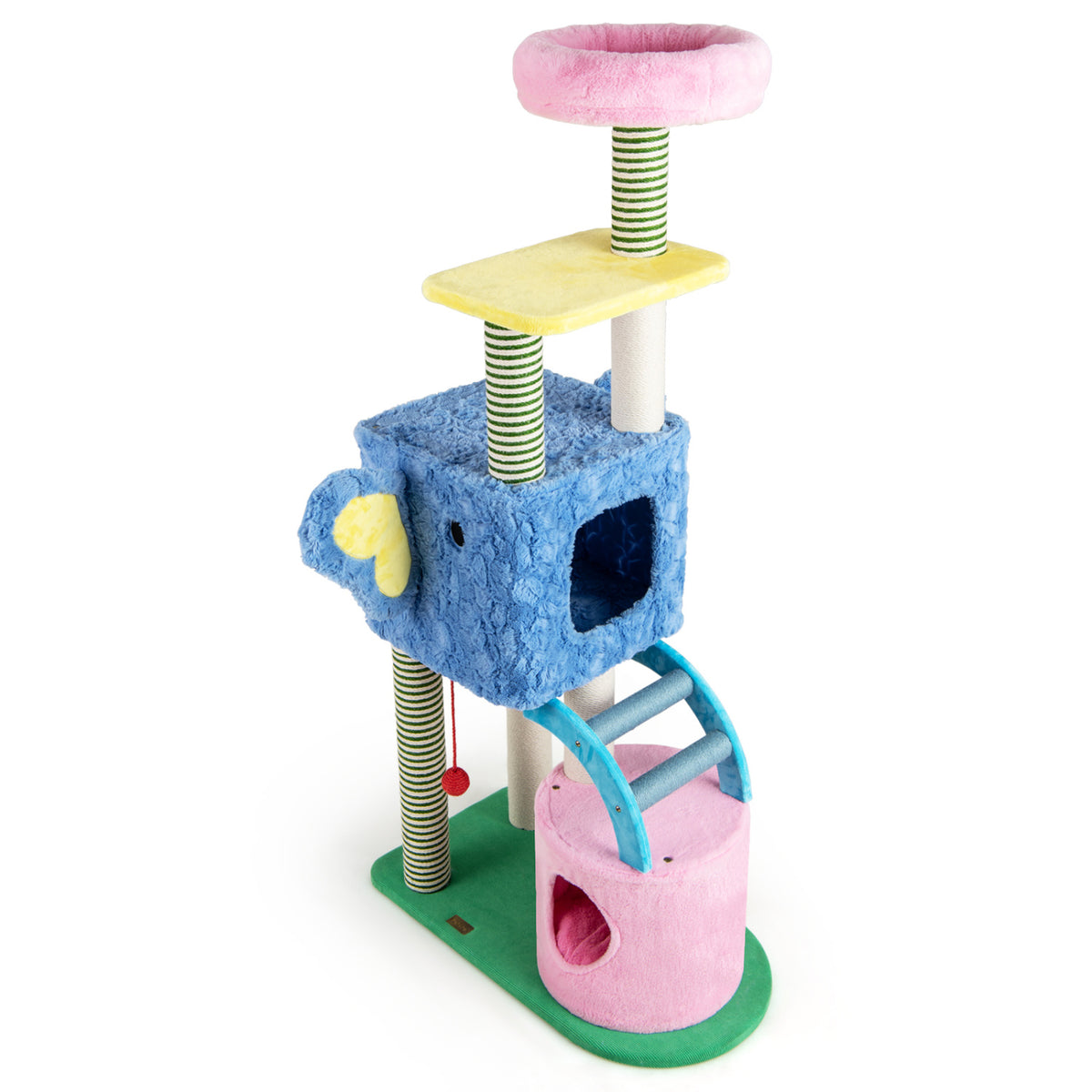 Elephant Themed Cat Tree for Adult Cats Multi-level Kitty Tower with 2 Condos-Blue