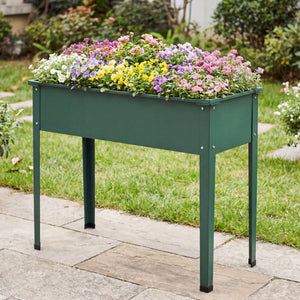 Elevated Metal Raised Garden Bed with Legs and Drainage Holes-Green