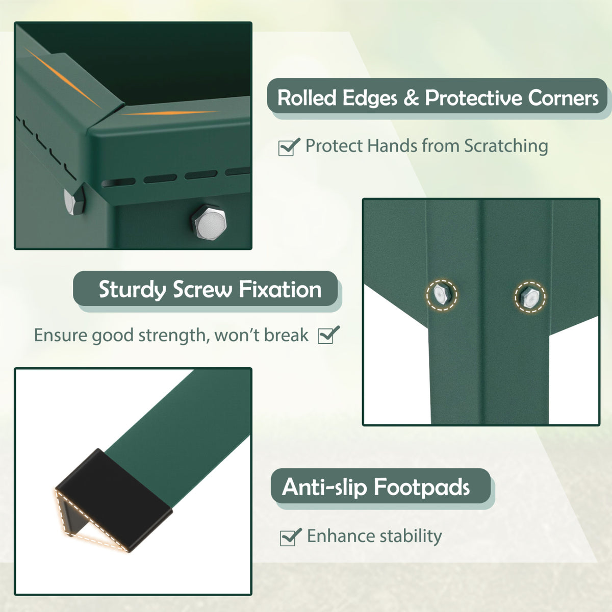 Elevated Metal Raised Garden Bed with Legs and Drainage Holes-Green