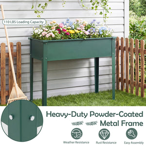 Elevated Metal Raised Garden Bed with Legs and Drainage Holes-Green