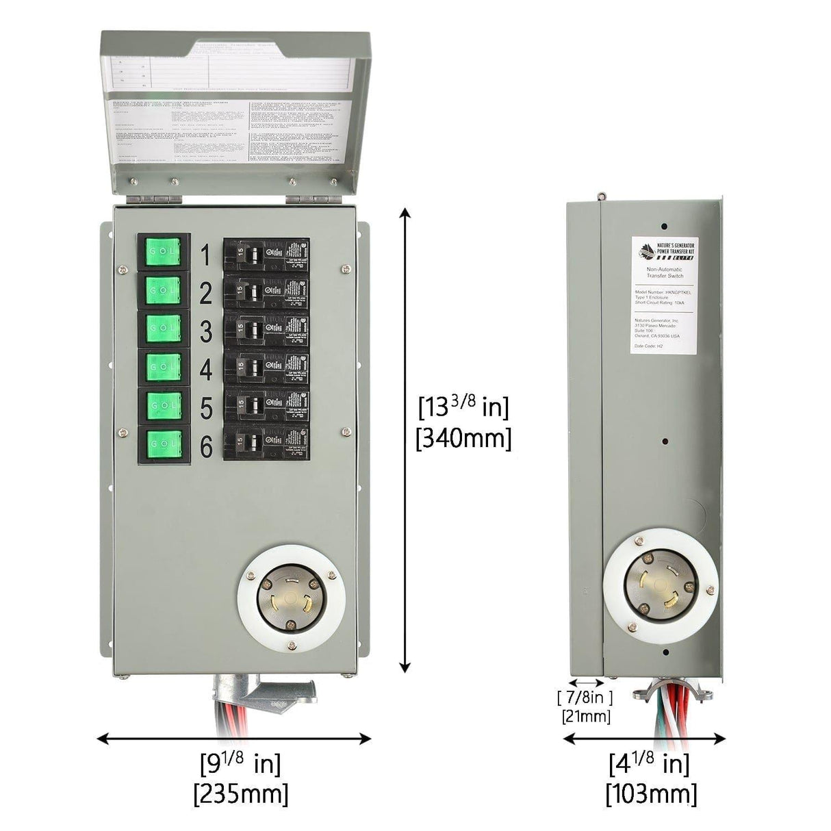Refurbished - 120V 30A 6-Circuit Non-Automatic Transfer Switch